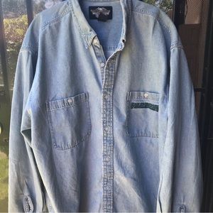 Mens Harley Davidson light wash long sleeve denim shirt jacket Sz 3XL Chest 56”